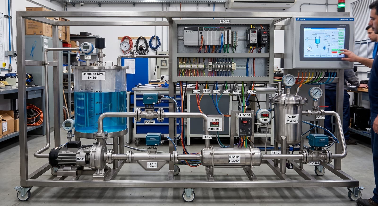 Planta Piloto Industrial · Presión, Nivel, Caudal y Temperatura